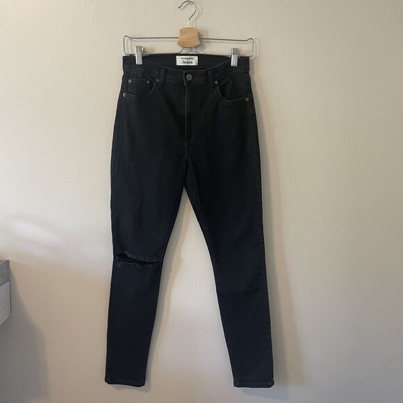 Reformation High And Skinny Faded Black Destroyed Organic Cotton Modal Sz 28 - Picture 4 of 10